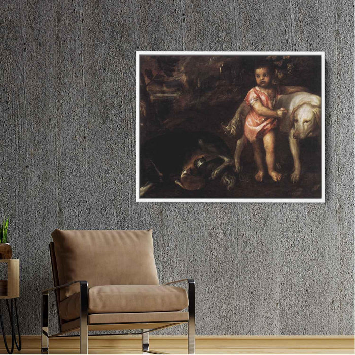 Youth with Dogs (1576) by Titian - Canvas Artwork