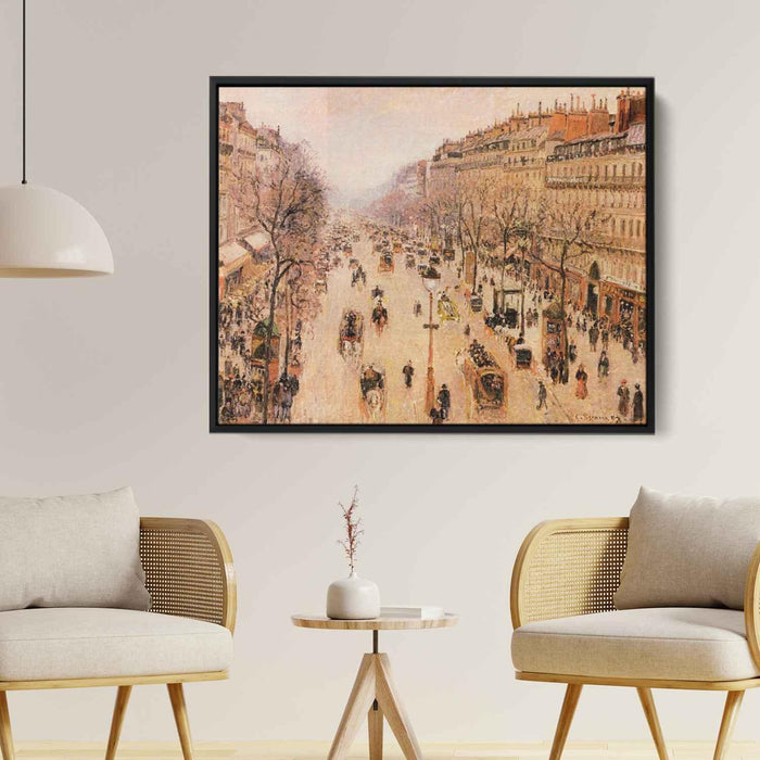 Boulevard Montmartre Morning, Grey Weather by Camille Pissarro - Canvas Artwork