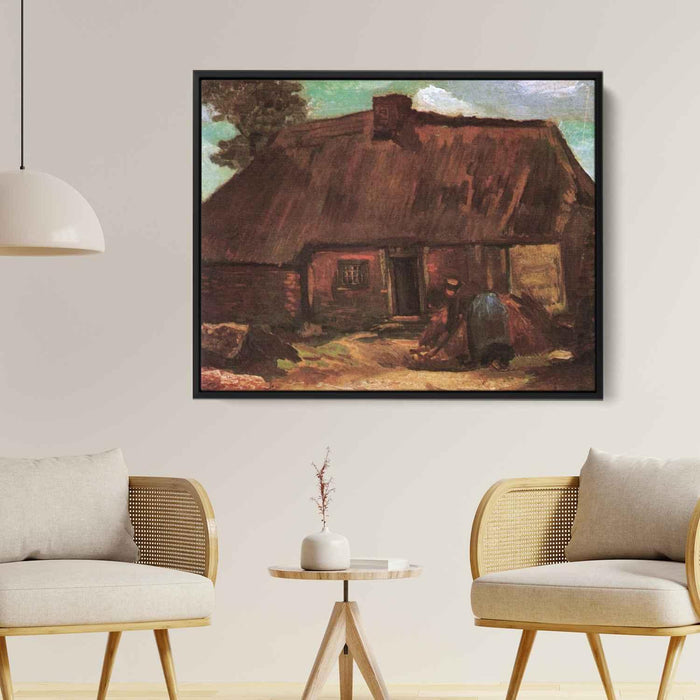 Cottage with Peasant Woman Digging (1885) by Vincent van Gogh - Canvas Artwork
