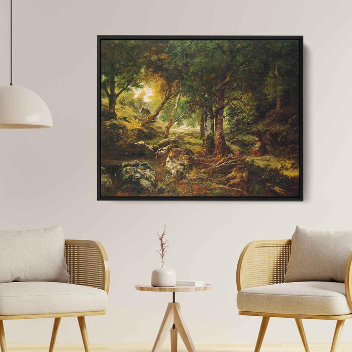 Forest landscape Sun (1850) by Theodore Rousseau - Canvas Artwork