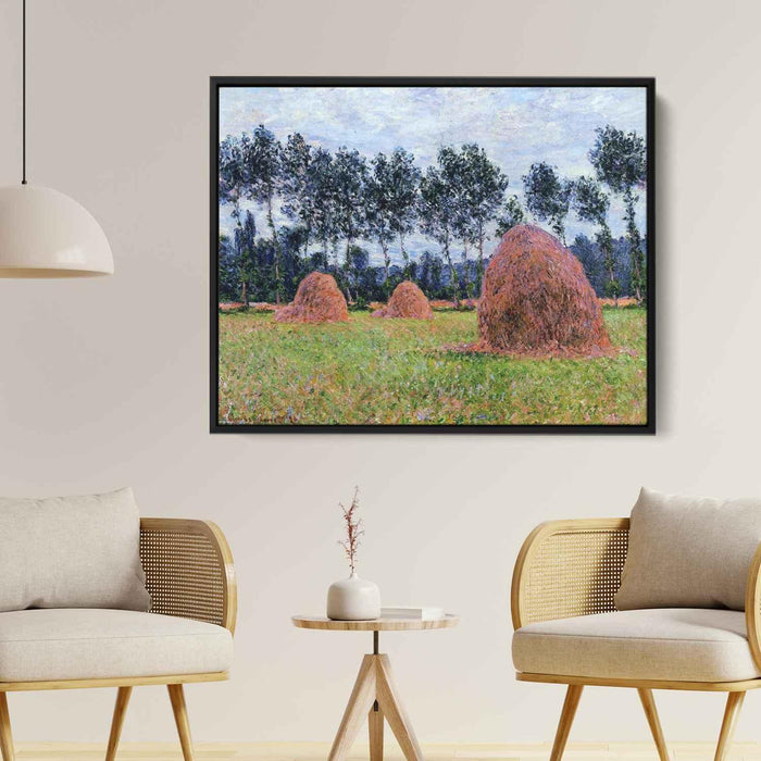 Haystacks, Overcast Day by Claude Monet - Canvas Artwork