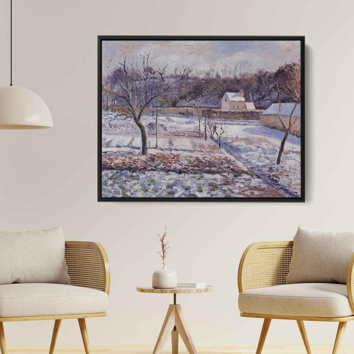 L'Hermitage, Pontoise Snow Effect by Camille Pissarro - Canvas Artwork