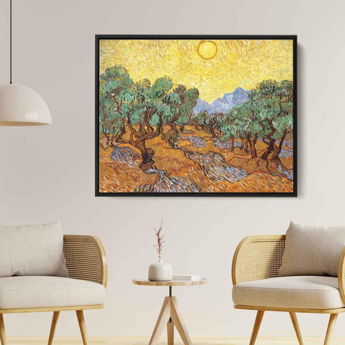 Olive Trees with Yellow Sky and Sun (1889) by Vincent van Gogh - Canvas Artwork