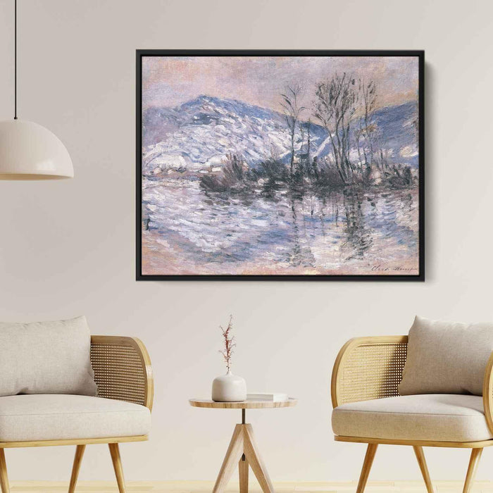 The Seine at Port Villez, Snow Effect 02 by Claude Monet - Canvas Artwork