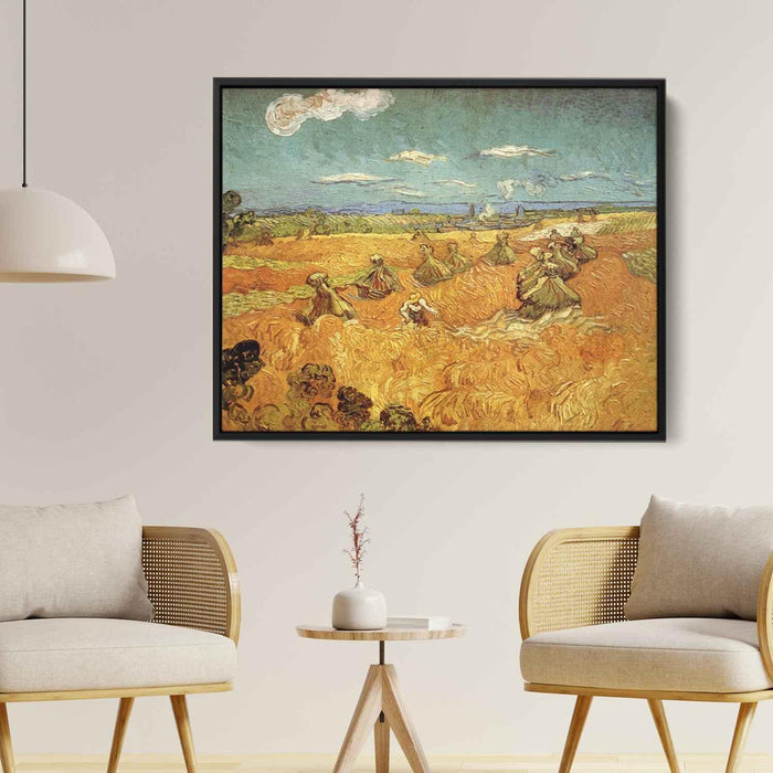 Wheat Stacks with Reaper (1888) by Vincent van Gogh - Canvas Artwork