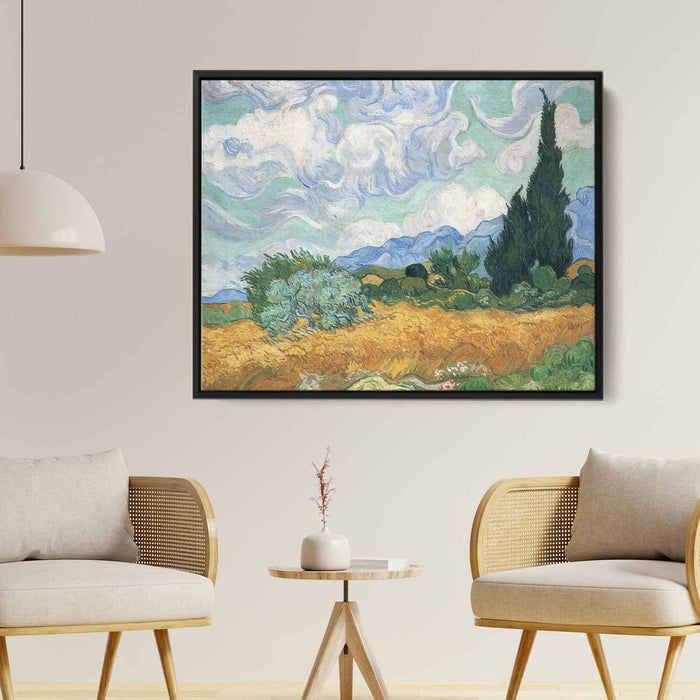 Wheatfield with cypress tree (1889) by Vincent van Gogh - Canvas Artwork