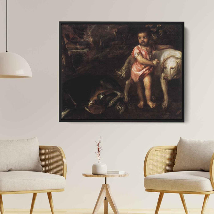 Youth with Dogs (1576) by Titian - Canvas Artwork