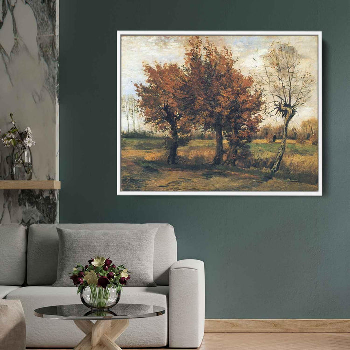 Autumn Landscape with Four Trees (1885) by Vincent van Gogh - Canvas Artwork