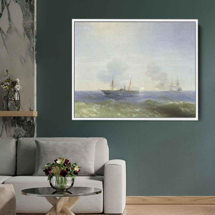Battle of steamship Vesta and Turkish ironclad (1877) by Ivan Aivazovsky - Canvas Artwork