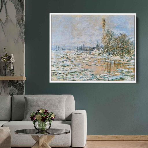 Breakup of Ice, Lavacourt, Grey Weather by Claude Monet - Canvas Artwork