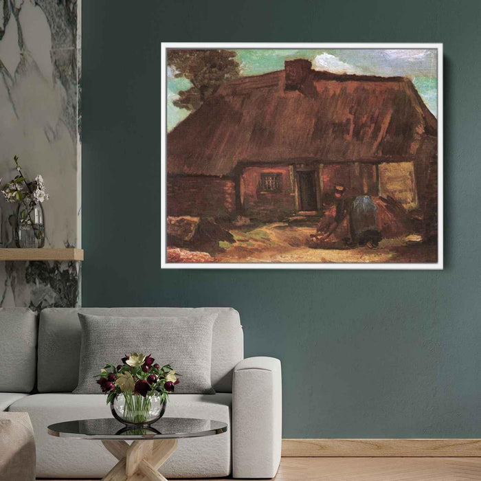 Cottage with Peasant Woman Digging (1885) by Vincent van Gogh - Canvas Artwork