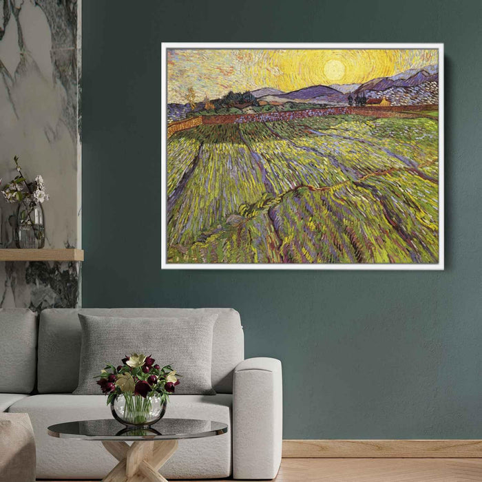 Enclosed field with rising sun (1889) by Vincent van Gogh - Canvas Artwork