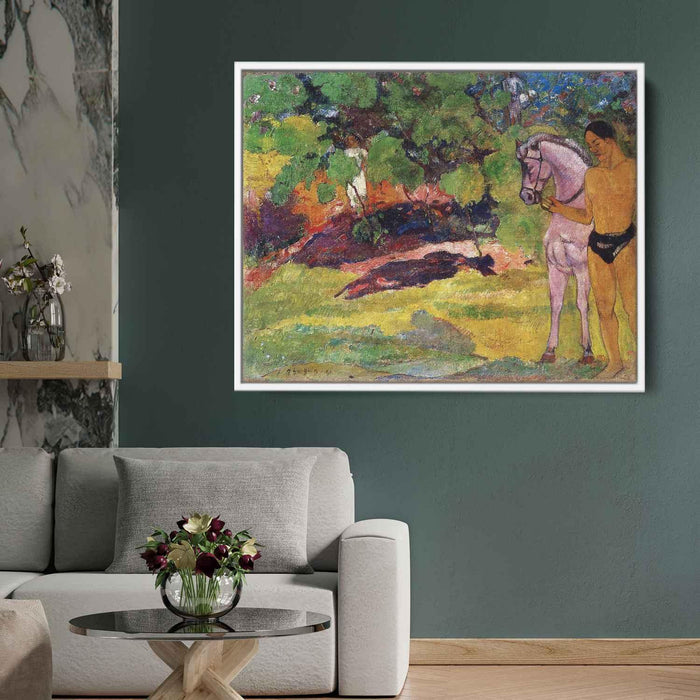 In the Vanilla Grove, Man and Horse (The Rendezvous) by Paul Gauguin - Canvas Artwork