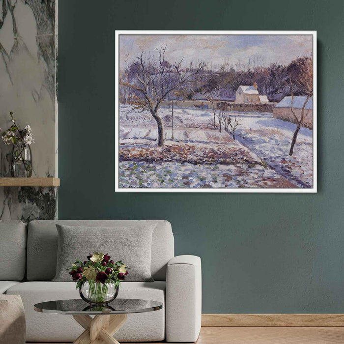 L'Hermitage, Pontoise Snow Effect by Camille Pissarro - Canvas Artwork