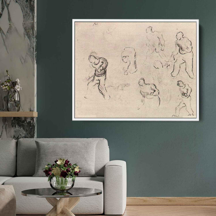 Six Sketches of Figures, Among Others a Man Sowing Wheat by Vincent van Gogh - Canvas Artwork