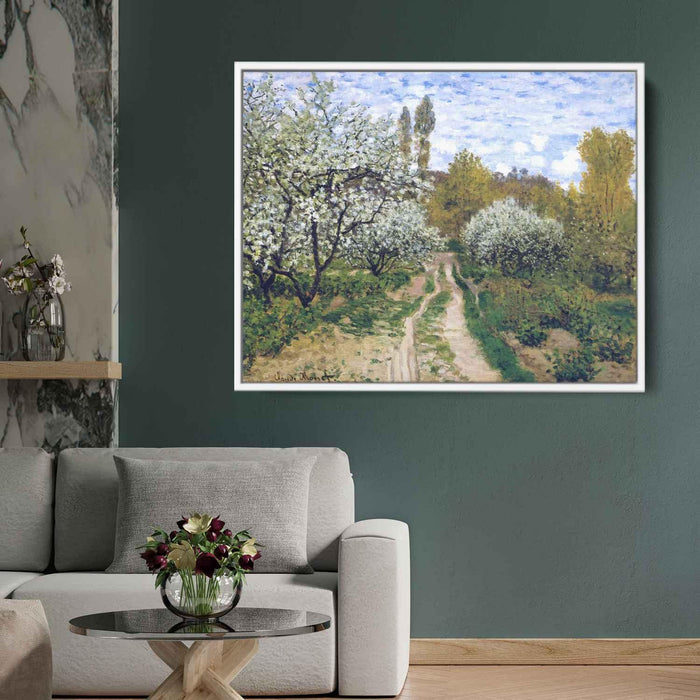 Trees in Bloom (1872) by Claude Monet - Canvas Artwork