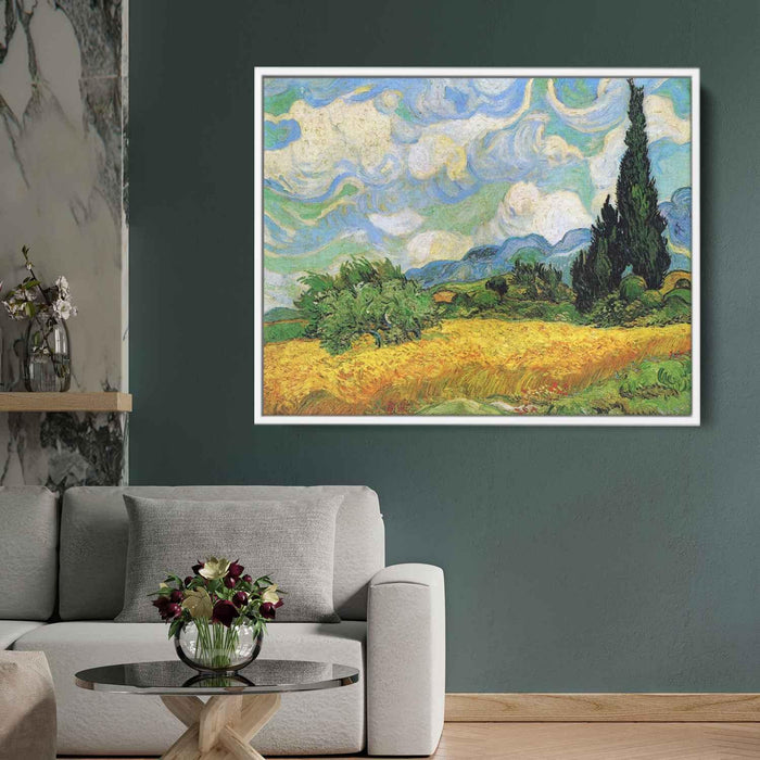 Wheat Field with Cypresses at the Haude Galline near Eygalieres (1889) by Vincent van Gogh - Canvas Artwork