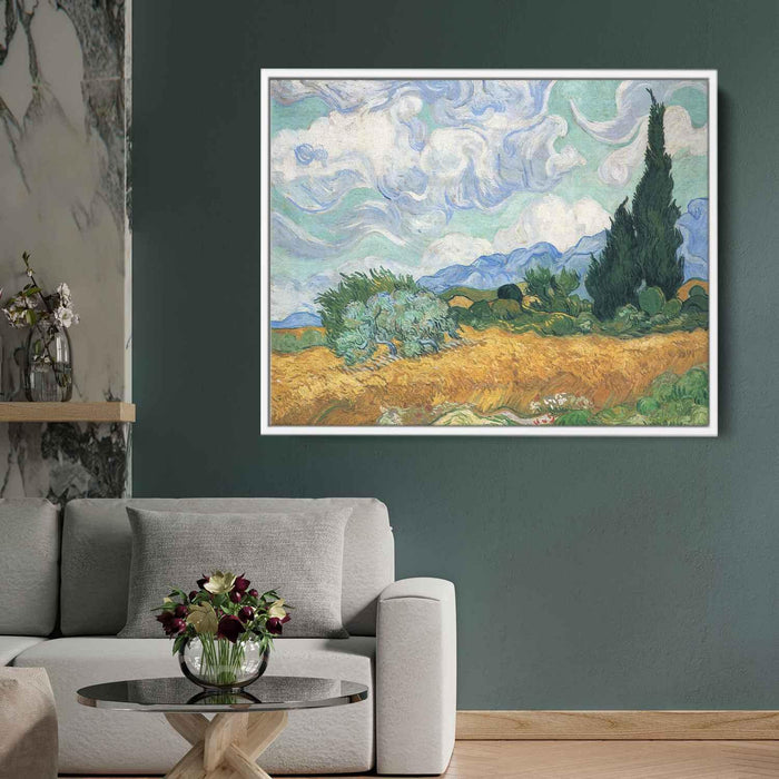 Wheatfield with cypress tree (1889) by Vincent van Gogh - Canvas Artwork
