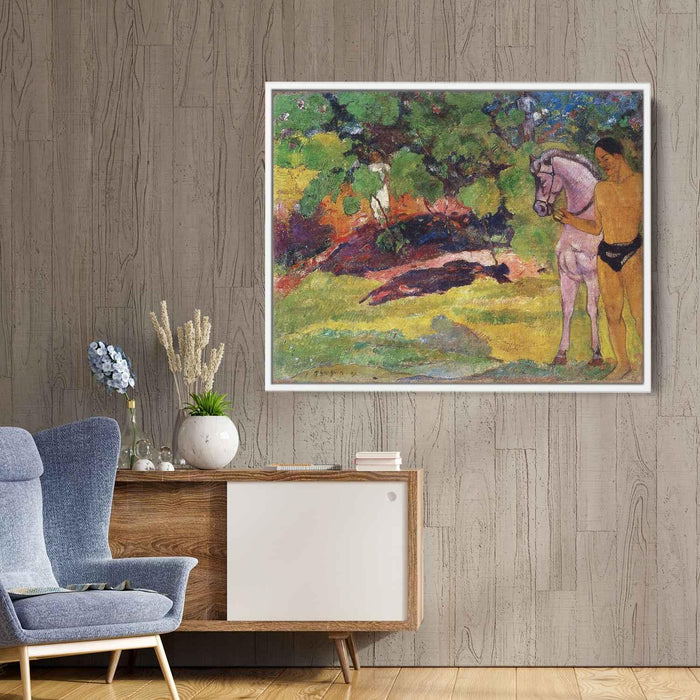 In the Vanilla Grove, Man and Horse (The Rendezvous) by Paul Gauguin - Canvas Artwork