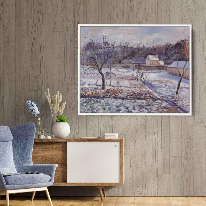 L'Hermitage, Pontoise Snow Effect by Camille Pissarro - Canvas Artwork