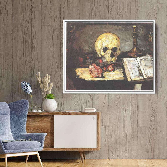 Still life with skull, candle and book by Paul Cezanne - Canvas Artwork