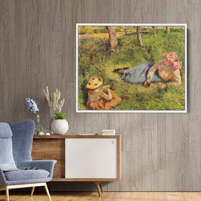 The Snack, Child and Young peasant at Rest by Camille Pissarro - Canvas Artwork