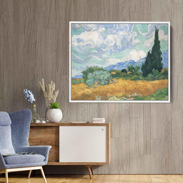 Wheatfield with cypress tree (1889) by Vincent van Gogh - Canvas Artwork