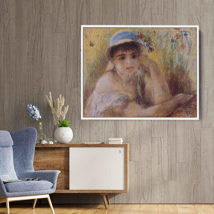 Woman in a Straw Hat (1880) by Pierre-Auguste Renoir - Canvas Artwork