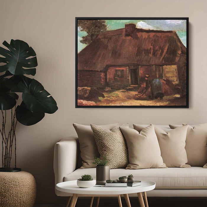 Cottage with Peasant Woman Digging (1885) by Vincent van Gogh - Canvas Artwork