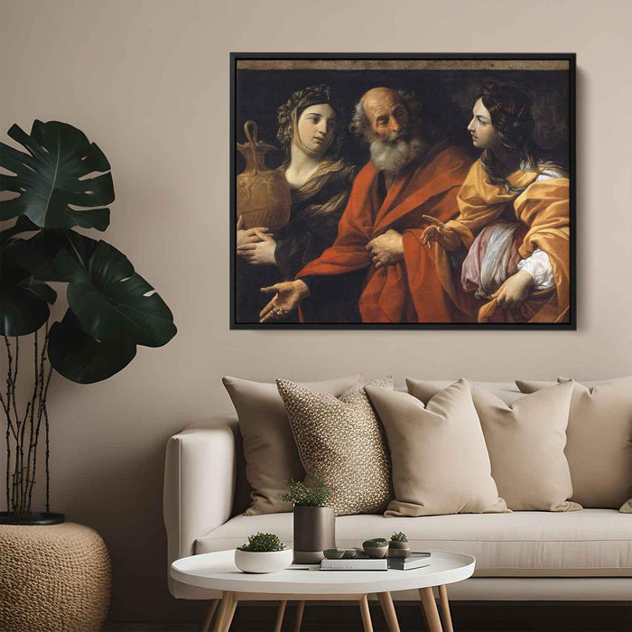 Lot and His Daughters Fleeing Sodom (1616) by Guido Reni - Canvas Artwork