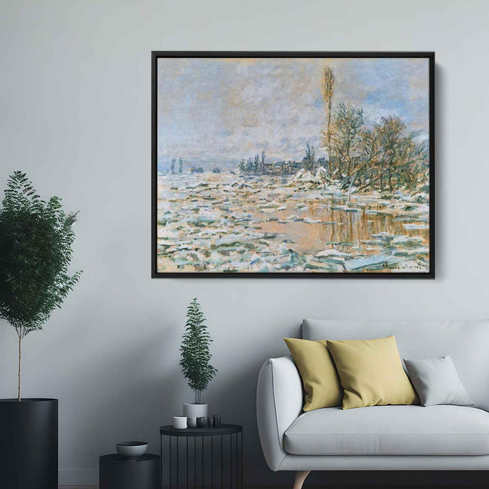 Breakup of Ice, Lavacourt, Grey Weather by Claude Monet - Canvas Artwork