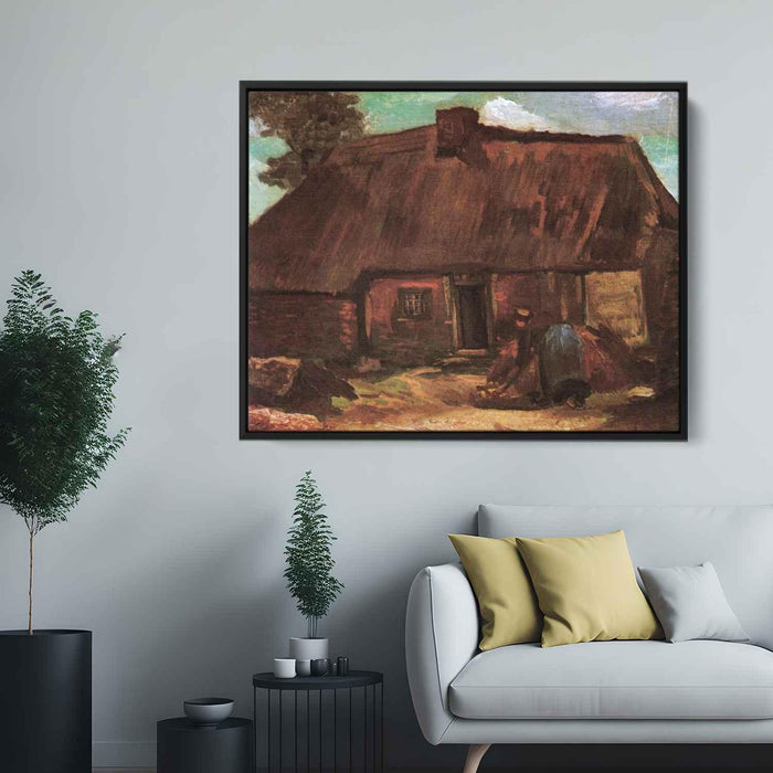 Cottage with Peasant Woman Digging (1885) by Vincent van Gogh - Canvas Artwork