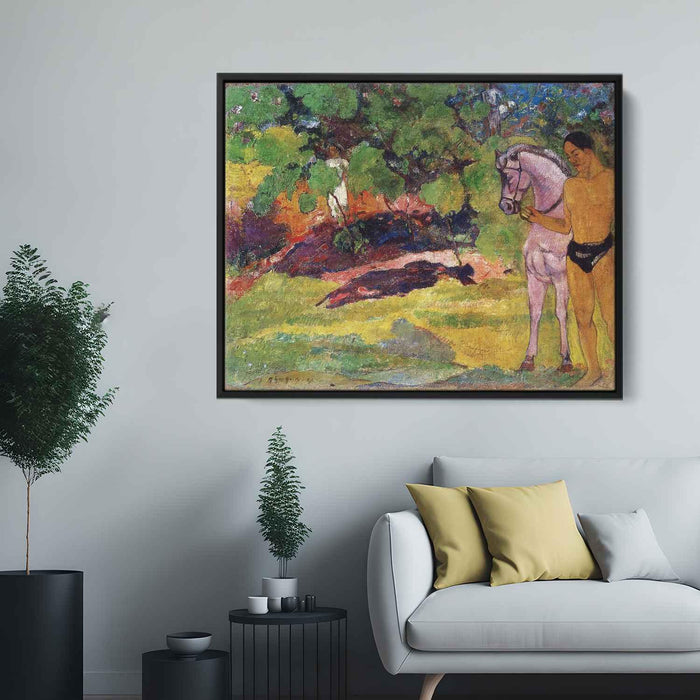 In the Vanilla Grove, Man and Horse (The Rendezvous) by Paul Gauguin - Canvas Artwork