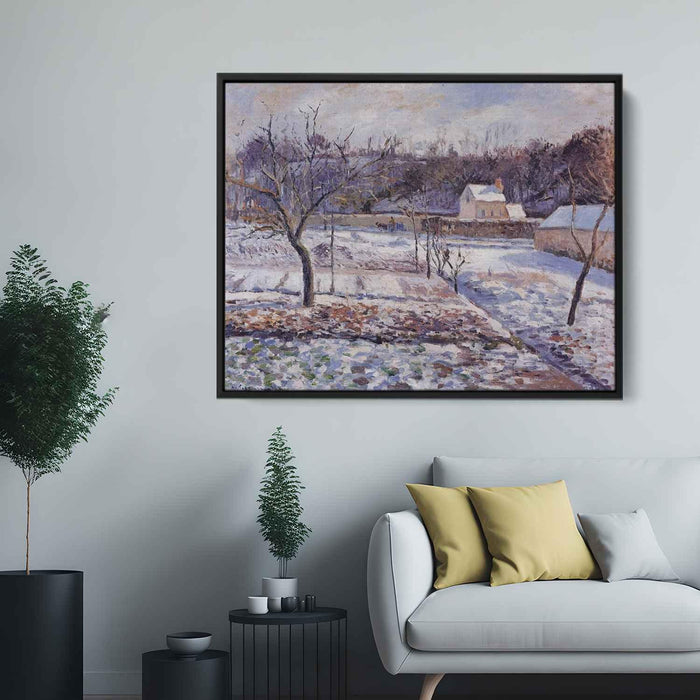 L'Hermitage, Pontoise Snow Effect by Camille Pissarro - Canvas Artwork