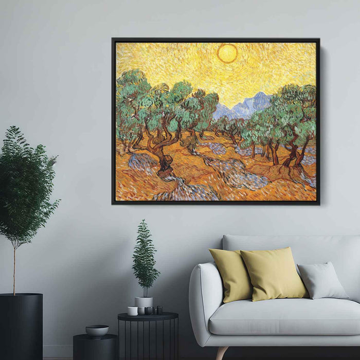 Olive Trees with Yellow Sky and Sun (1889) by Vincent van Gogh - Canvas Artwork