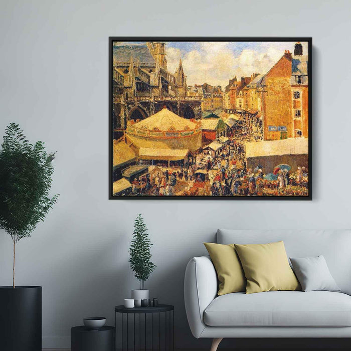 The Fair in Dieppe, Sunny Morning by Camille Pissarro - Canvas Artwork