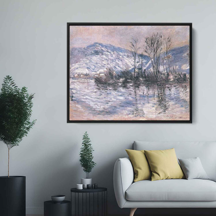 The Seine at Port Villez, Snow Effect 02 by Claude Monet - Canvas Artwork