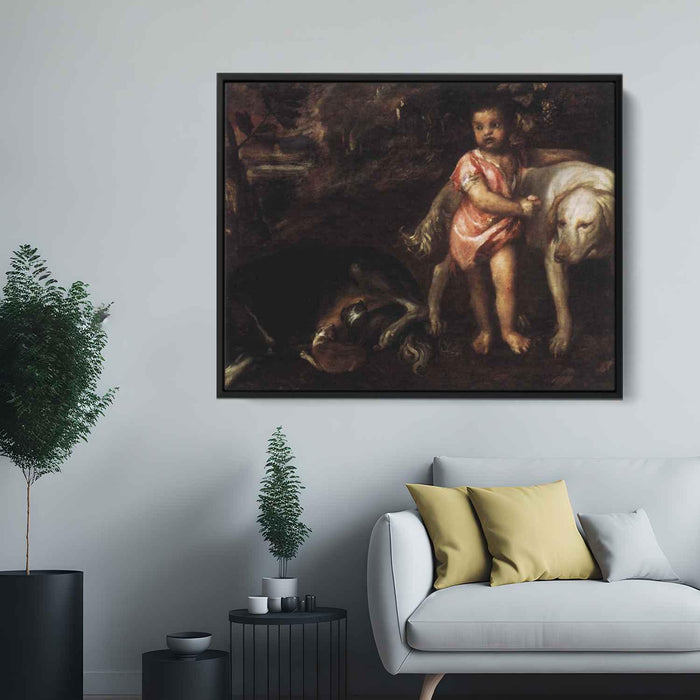 Youth with Dogs (1576) by Titian - Canvas Artwork