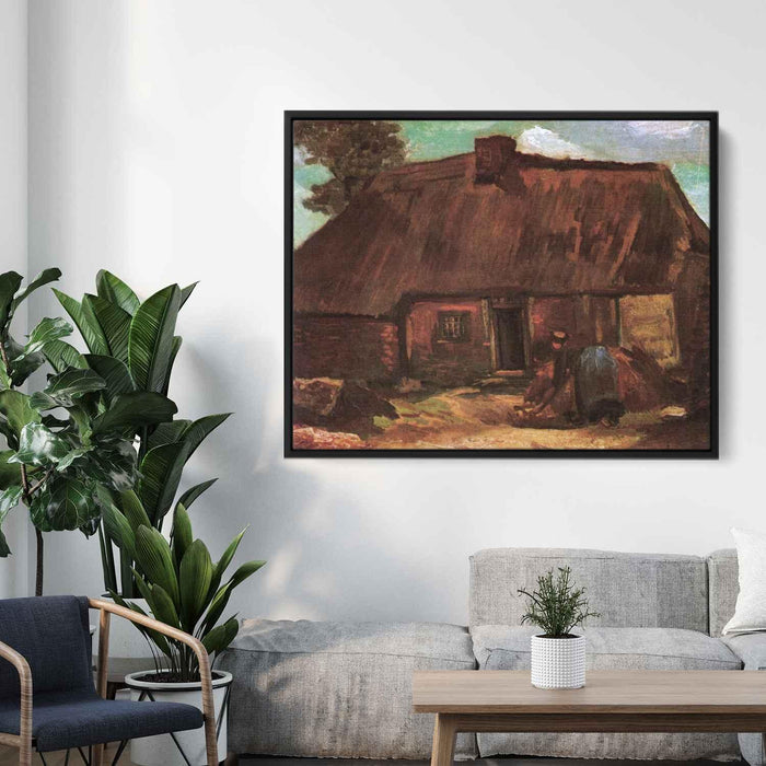 Cottage with Peasant Woman Digging (1885) by Vincent van Gogh - Canvas Artwork