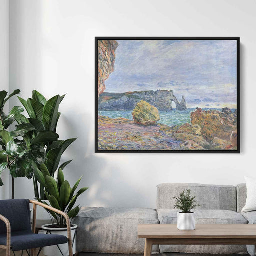 Etretat, the Beach and the Porte d'Aval by Claude Monet - Canvas Artwork