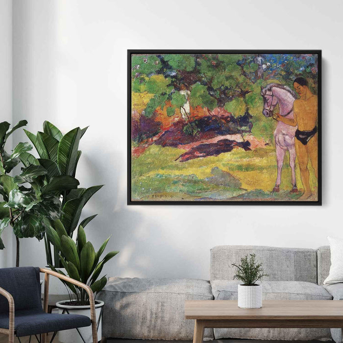 In the Vanilla Grove, Man and Horse (The Rendezvous) by Paul Gauguin - Canvas Artwork