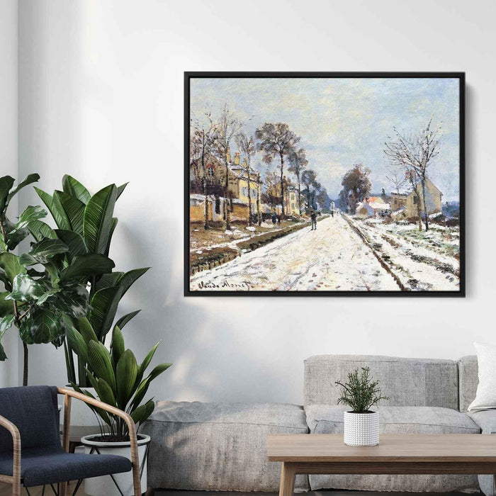 Snow Effect, The Road to Louveciennes by Claude Monet - Canvas Artwork