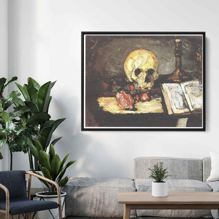 Still life with skull, candle and book by Paul Cezanne - Canvas Artwork