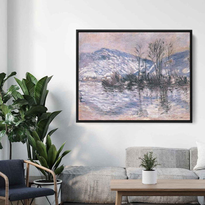 The Seine at Port Villez, Snow Effect 02 by Claude Monet - Canvas Artwork