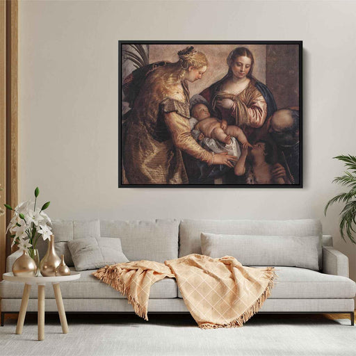 Holy Family with St Barbara and the Infant St John (1570) by Paolo Veronese - Canvas Artwork