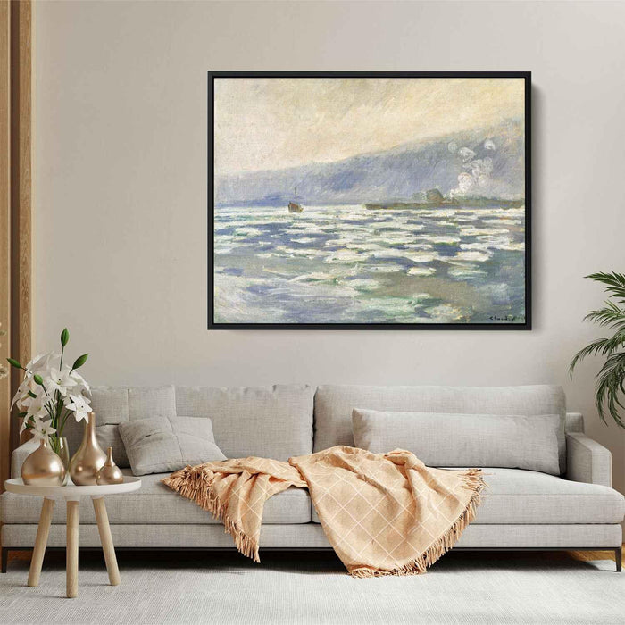 Ice, Lock Port Villez by Claude Monet - Canvas Artwork