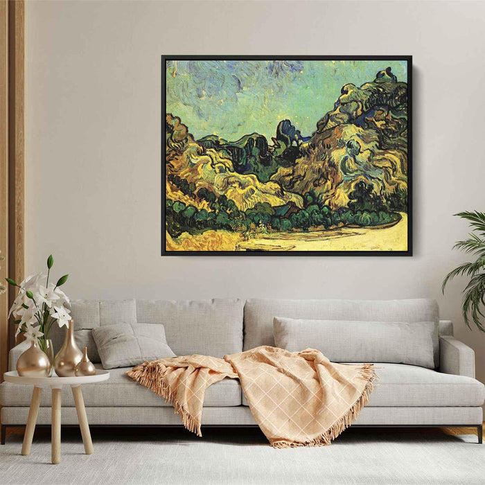 Mountains at Saint-Remy with Dark Cottage (1889) by Vincent van Gogh - Canvas Artwork