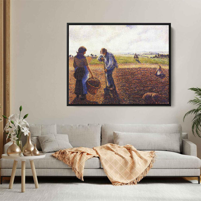 Peasants in the Field, Eragny by Camille Pissarro - Canvas Artwork