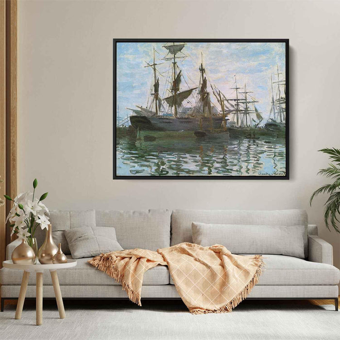 Ships in Harbor (1873) by Claude Monet - Canvas Artwork