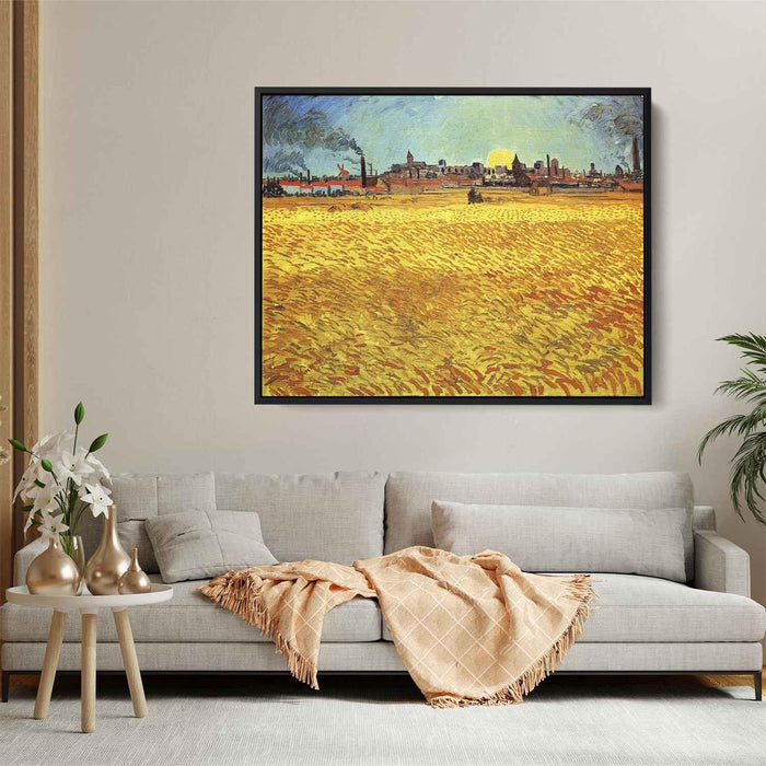 Summer Evening, Wheatfield with Setting sun by Vincent van Gogh - Canvas Artwork